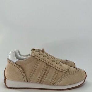 Charlotte Stone Dean Suede Fringe Sneakers In Sand